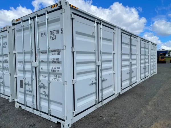 Container marittimo High Cube da 40 piedi con 4 porte laterali aperte, altezza 9,5′